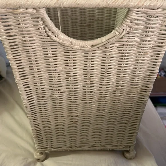 Vintage wicker seashore magazine basket white solofficialkw.com